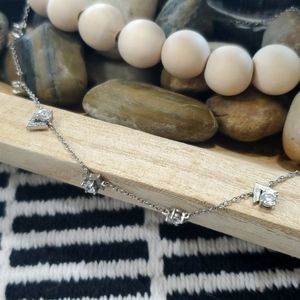 Diamonique 35th anniversary silver station choker necklace